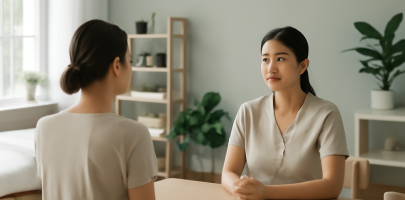 테라피스트 예약제 근무 환경과 고객 상담 모습