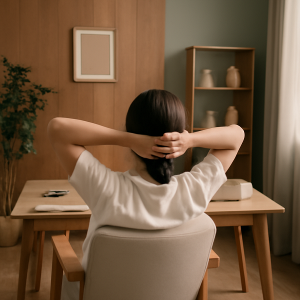 테라피스트가 편안한 자세로 휴식하는 모습